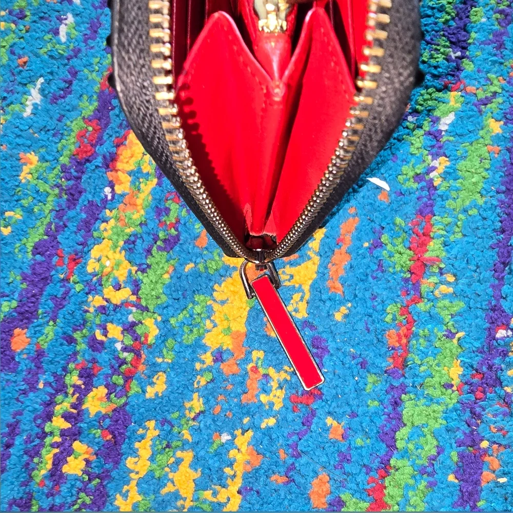 Authentic Christian Louboutin Black Studded Long Wallet‎ Zip Around Closure